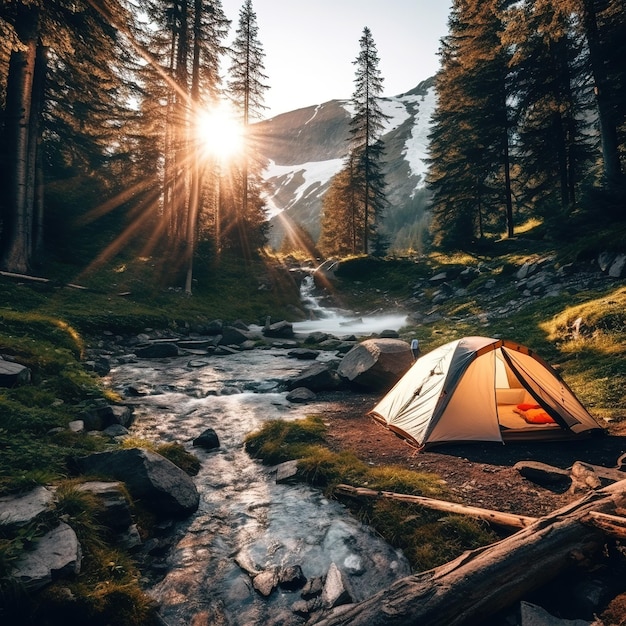 una tienda de estructura moderna en la naturaleza Glamping pod