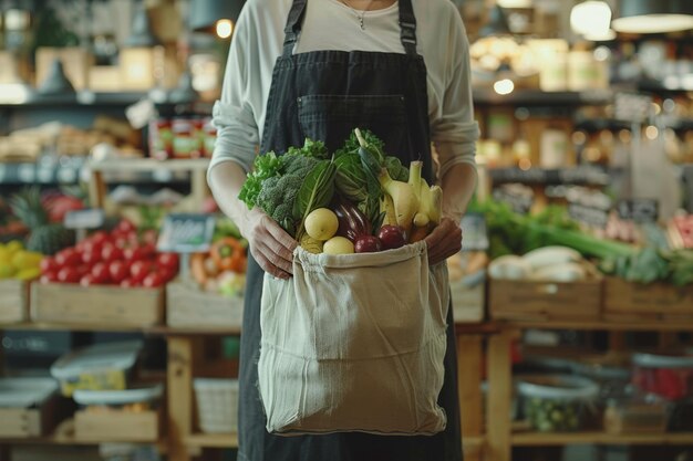 Tienda gourmet ecológica que saluda a los clientes con sabrosos suministros de alimentos frescos decoraciones para el hogar ecológicas