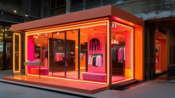 Tienda minorista pop-up en un entorno urbano estilo de experiencia de marca única por idea24club
