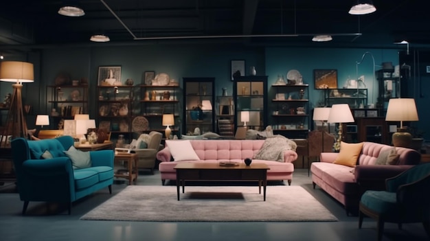 Tienda de muebles con sofás y sillones Generative Ai