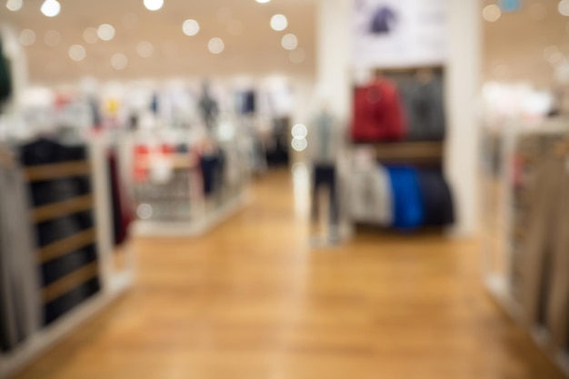 Tienda de ropa en el interior de la tienda boutique del centro comercial desenfoque de fondo desenfocado