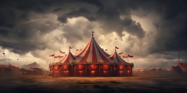 Foto las tiendas de circo de pie en un campo verde