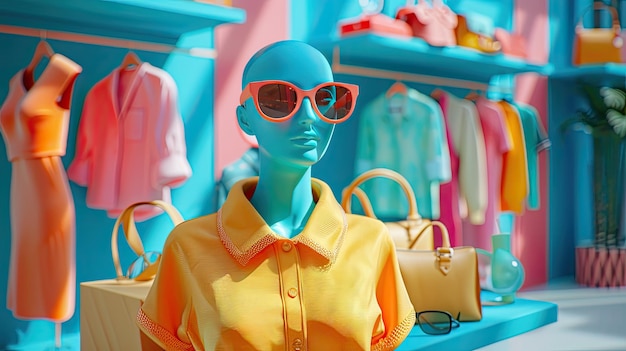 Foto tiendas de ropa de realidad aumentada con tryon virtual y consejos de moda fondo de color sólido 4k ultra hd