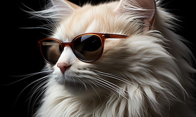 Tier Katze Sommerurlaub Ein Kätzchen mit Sonnenbrille Auf dem Weg zu einem Fotoshooting