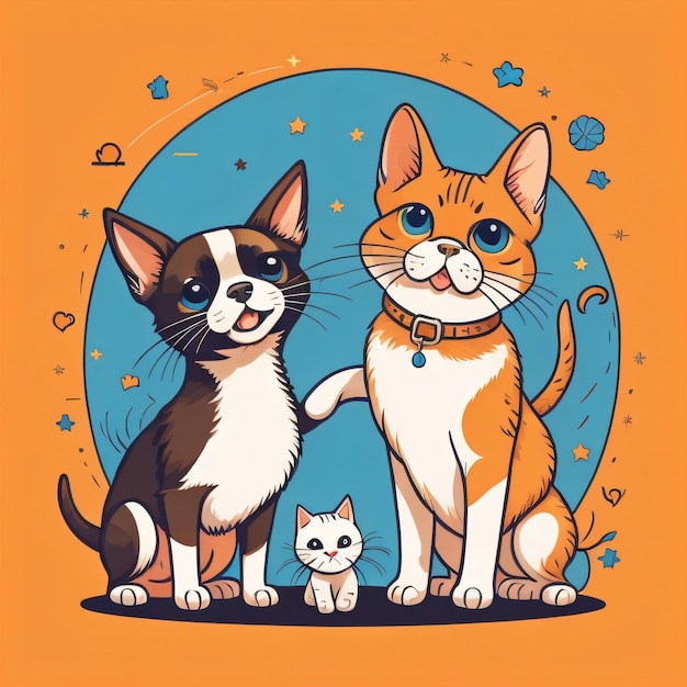 Tier- und Katzenillustration für ein T-Shirt