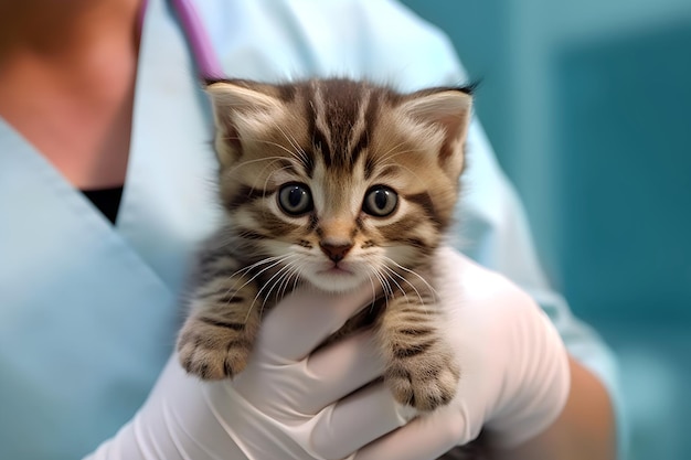 Tierarzt untersucht eine Katze in einer Tierklinik. Konzeptbild