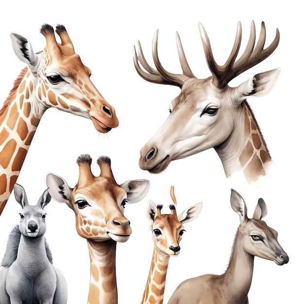 Tierillustrationen mit weißem Hintergrund