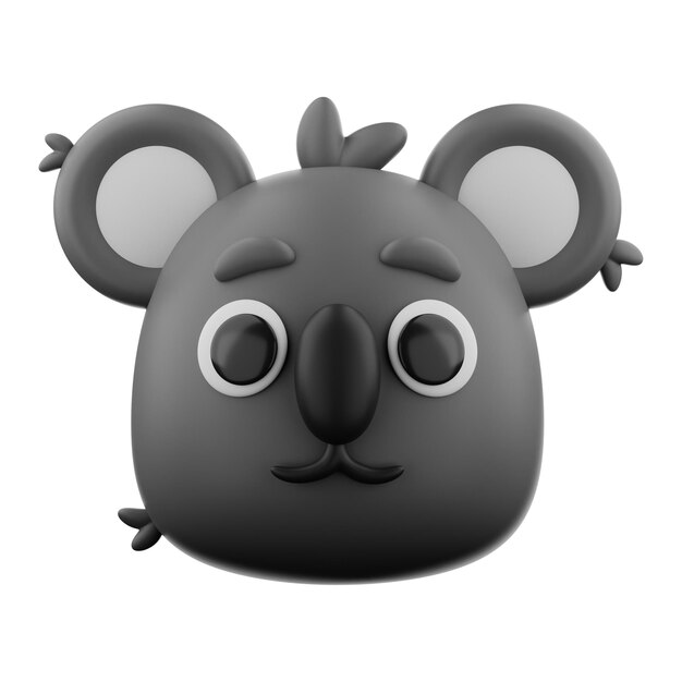 Tierisches Koala-Symbol 3D-Rendering auf isoliertem Hintergrund