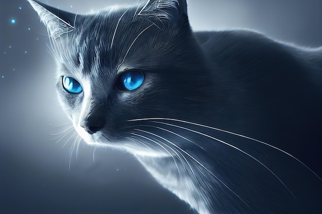 Tierkatze Porträt einer Katze Illustrationsmalerei im digitalen Kunststil