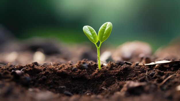 Un tierno brote verde emerge de la tierra mostrando la belleza de la naturaleza la renovación continua