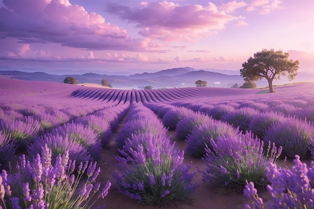 Foto el tierno paisaje de los sueños de lavanda