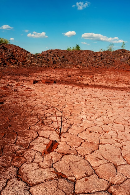 Foto tierra agrietada desierta cerca a cielo abierto en kryvyi rih