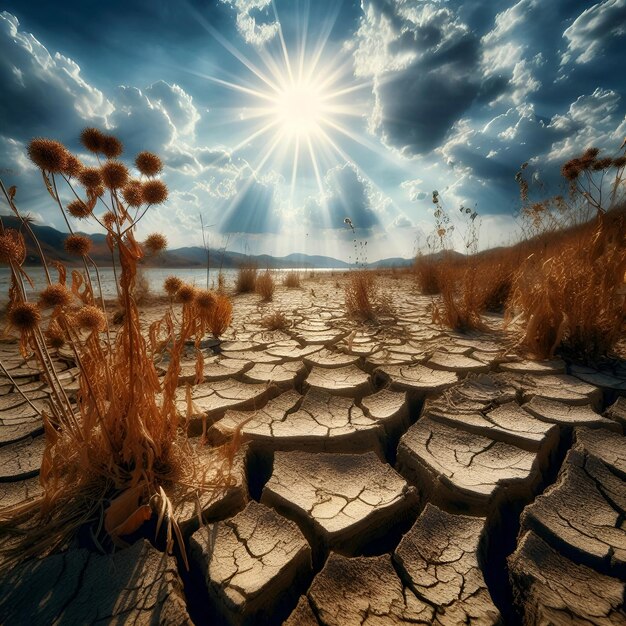 Foto la tierra agrietada en el desierto