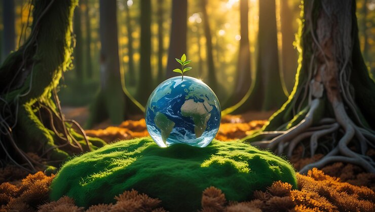 La tierra en un bosque símbolo de crecimiento y sostenibilidad