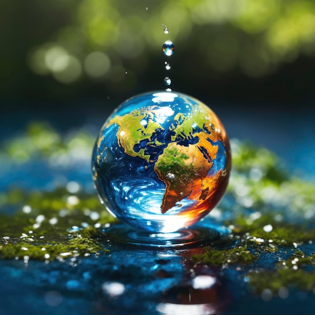 Tierra dentro de una gota de agua