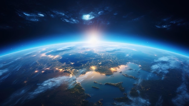 La Tierra desde el espacio muestra los vibrantes océanos azules del planeta IA generativa