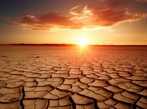 una tierra estéril bajo el sol poniente