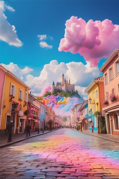 La Tierra de la Excitación es un mundo vibrante parecido a un libro ilustrado sus calles están pavimentadas con arco iris