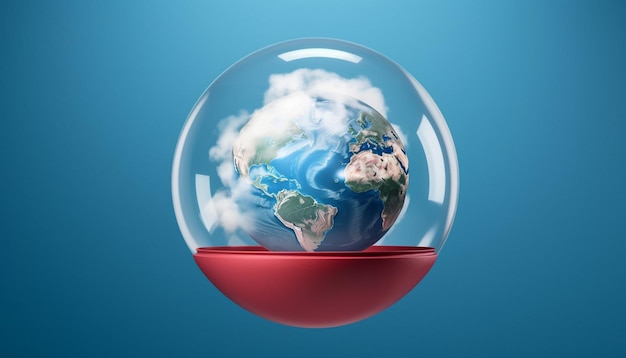 tierra en un globo de cristal con un mundo dentro.