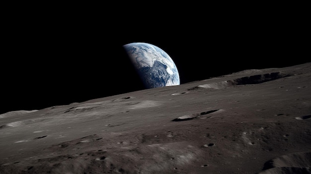 Tierra desde la luna con un fondo negro