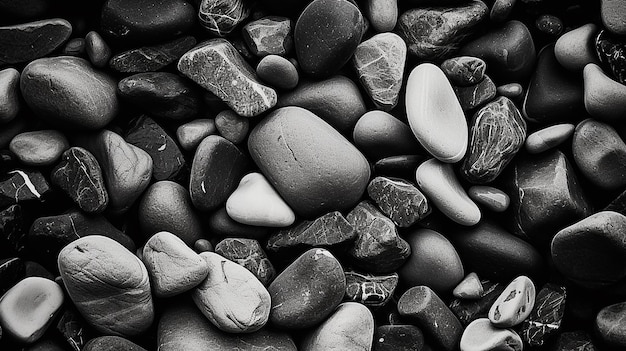 Tierra monocromática Foto en blanco y negro de las rocas