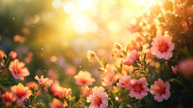 tierra natural de primavera con flores sol quemado y espacio de copia