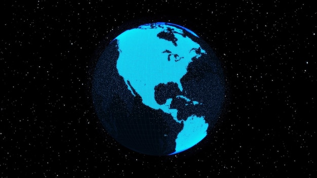 Tierra orbital digital 3D en el ciberespacio que muestra el concepto de tecnología de red