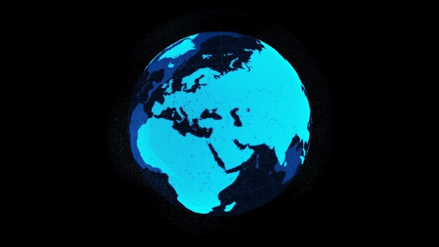 Tierra orbital digital en 3D en el ciberespacio que muestra el concepto de tecnología de red