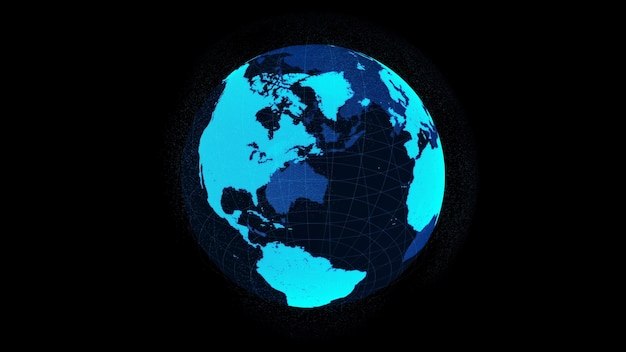 Tierra orbital digital en 3D en el ciberespacio que muestra el concepto de tecnología de red