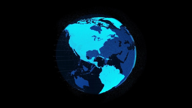 Tierra orbital digital en 3D en el ciberespacio que muestra el concepto de tecnología de red