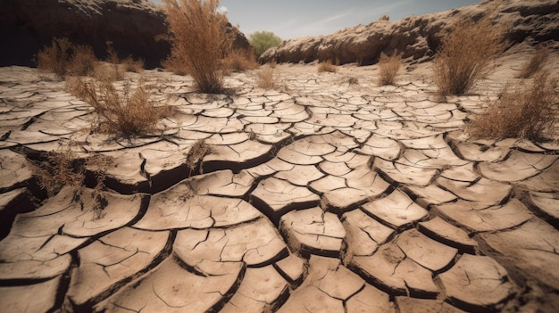 Tierra seca y agrietada con tecnología de IA generativa