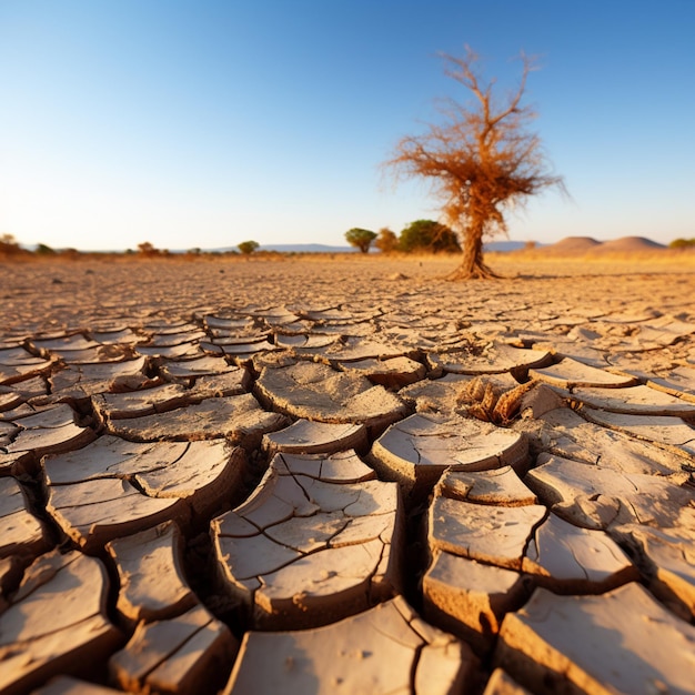 Tierra seca en el desierto Corteza del suelo agrietada Cambio climático Para las redes sociales