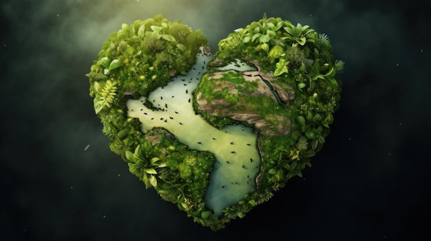 La tierra verde en un corazón