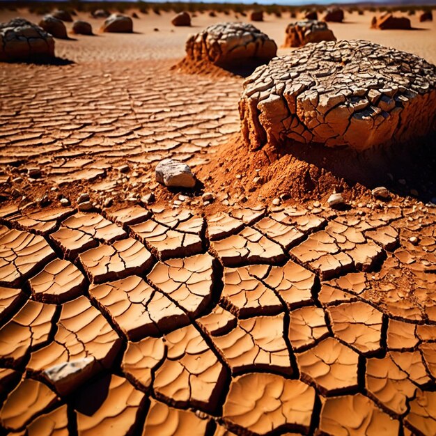 Foto tierras agrícolas secas y agrietadas secas después de la sequía