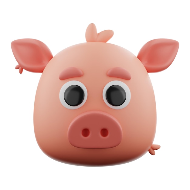 Tierschwein-Symbol 3D-Rendering auf isoliertem Hintergrund