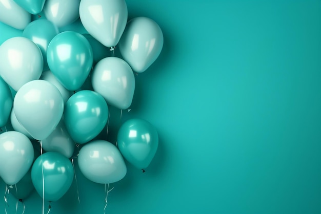 Tiffany-blaue Luftballons mit leerem Raum