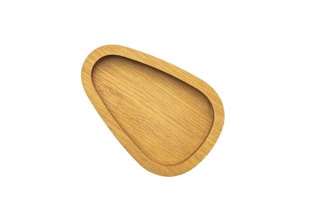 Tigela circular de bandeja de madeira isolada no fundo branco simulado