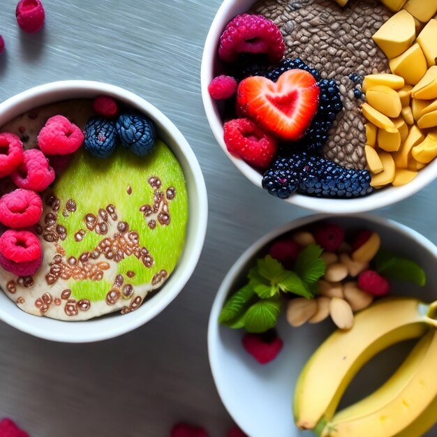 Foto tigela com frutas comida saudável