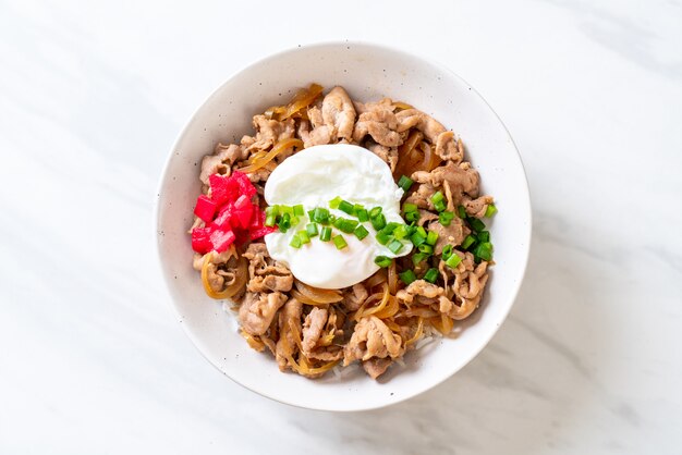 tigela de arroz de porco com ovo (Donburi) - comida japonesa