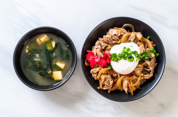 tigela de arroz de porco com ovo (Donburi) - comida japonesa