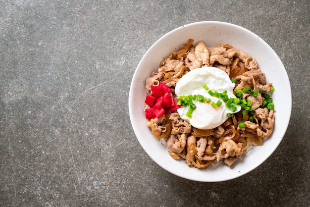 Tigela de arroz de porco com ovo (donburi) - comida japonesa