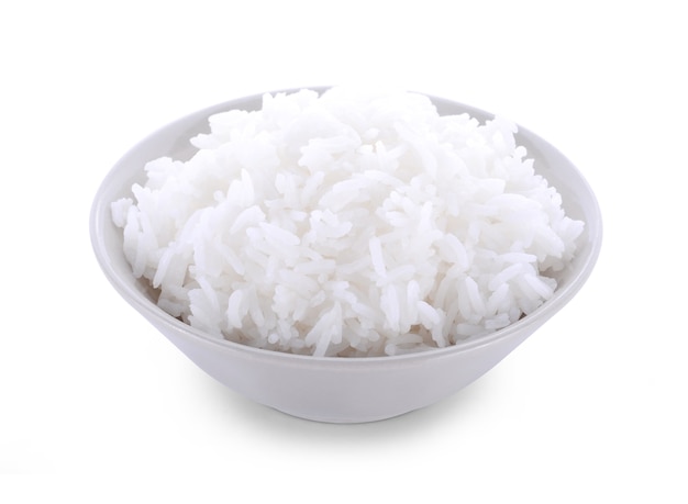 Tigela de arroz em fundo branco