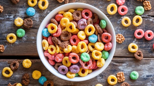 Tigela De Cereal Na Mesa De Madeira