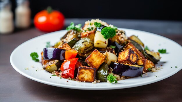 Tigela de legumes com quinoa e tofu