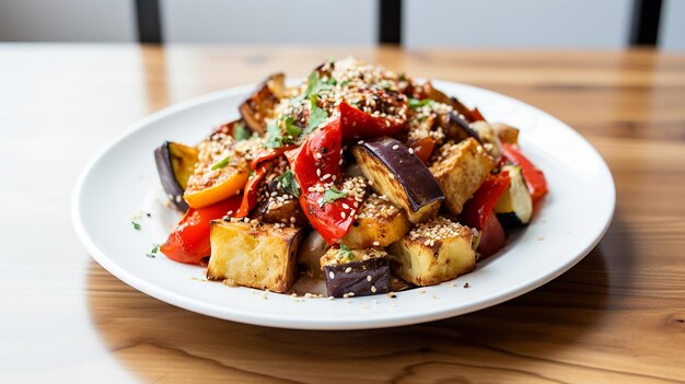 Tigela de legumes com quinoa e tofu