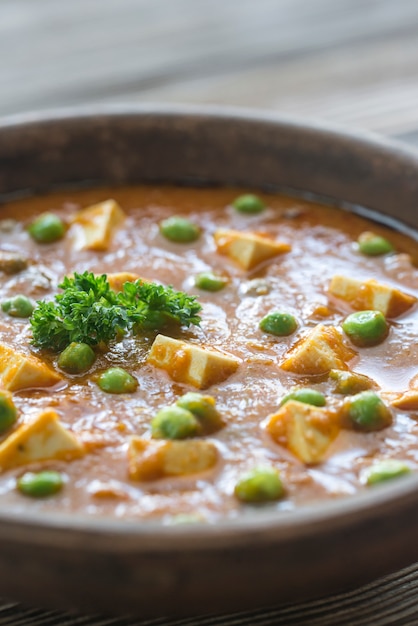 Foto tigela de mattar paneer