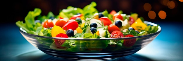 tigela de salada colorida mostrando os ingredientes frescos e cores vibrantes do prato IA geradora