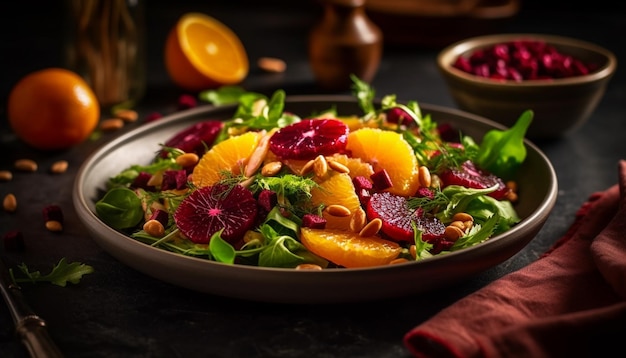 Tigela de salada fresca gourmet vegetariano orgânico saudável gerado por IA