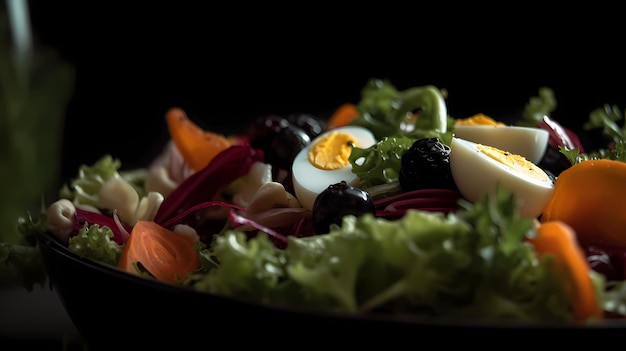 Tigela de salada saudável close-up Alimentos e saúde IA generativa