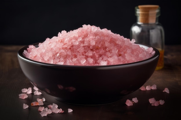 Tigela pote de sal rosa Visão macro Gerar Ai